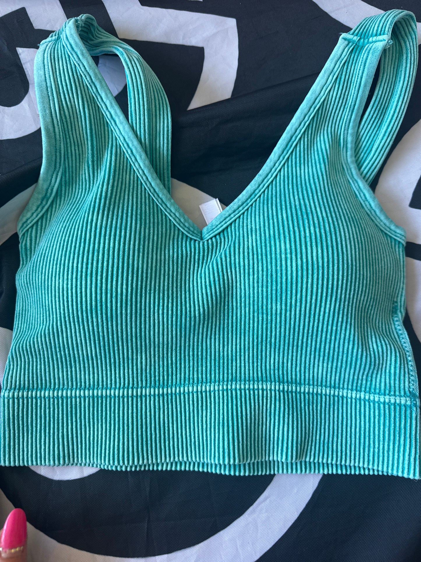 Washed Ribbed Halter Bra