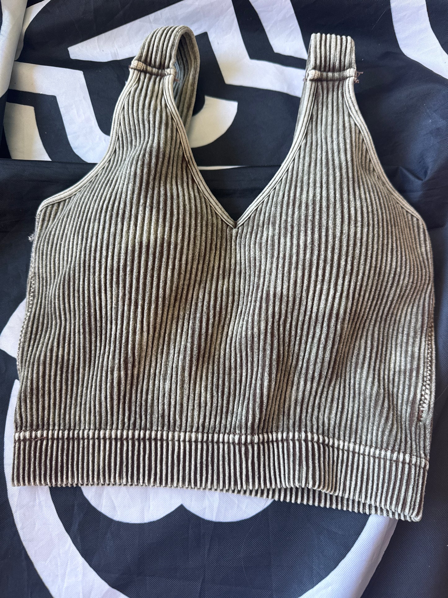 Washed Ribbed Halter Bra