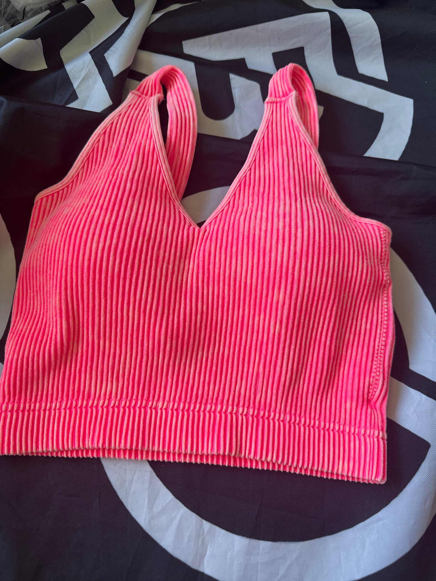 Washed Ribbed Halter Bra