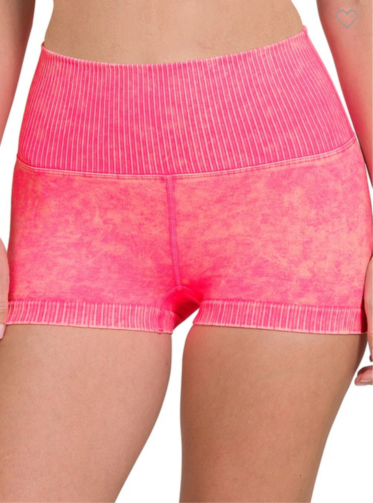 Washed Ribbed High Waist Short