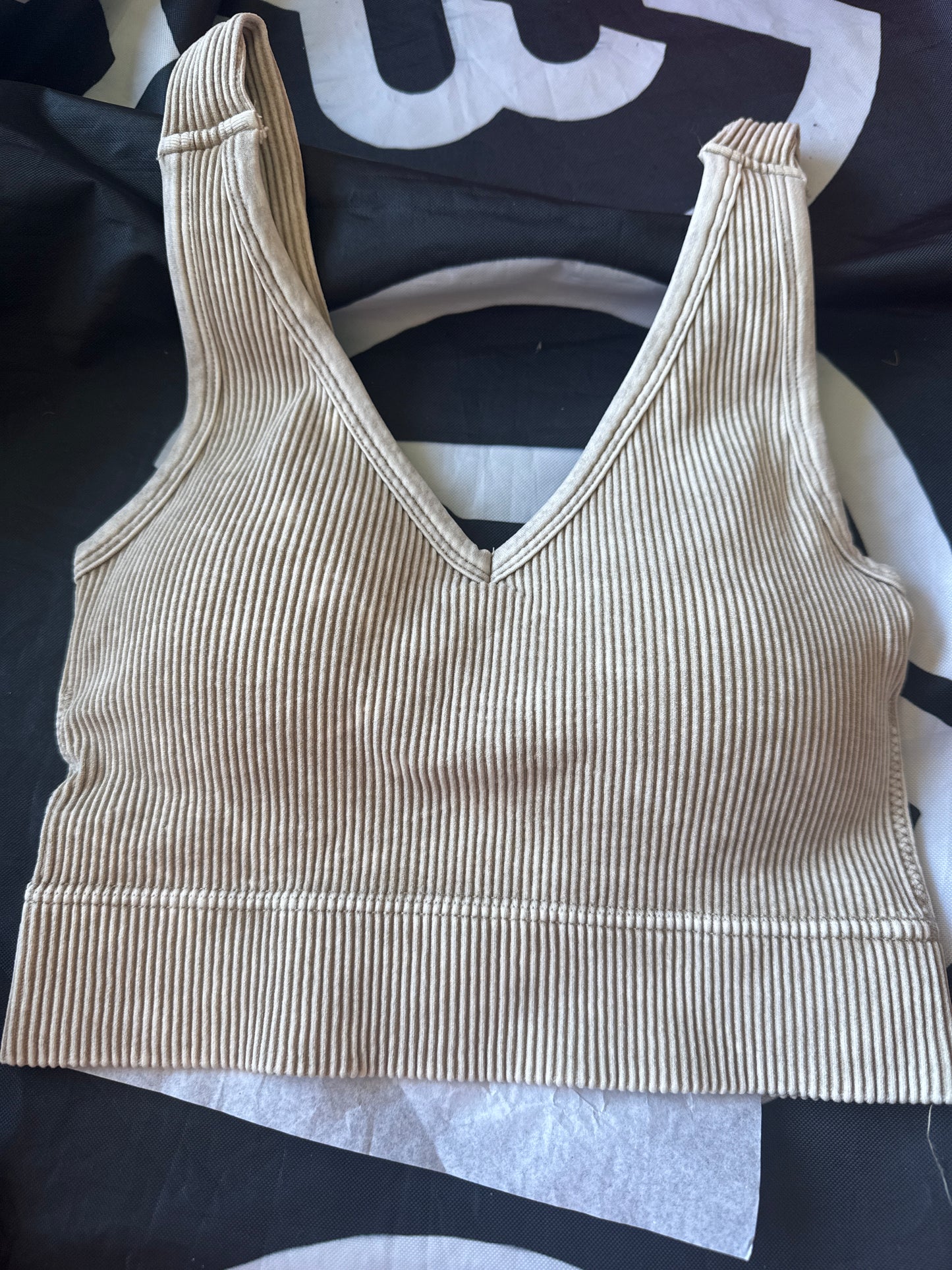 Washed Ribbed Halter Bra