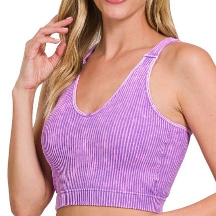 Washed Ribbed Halter Bra