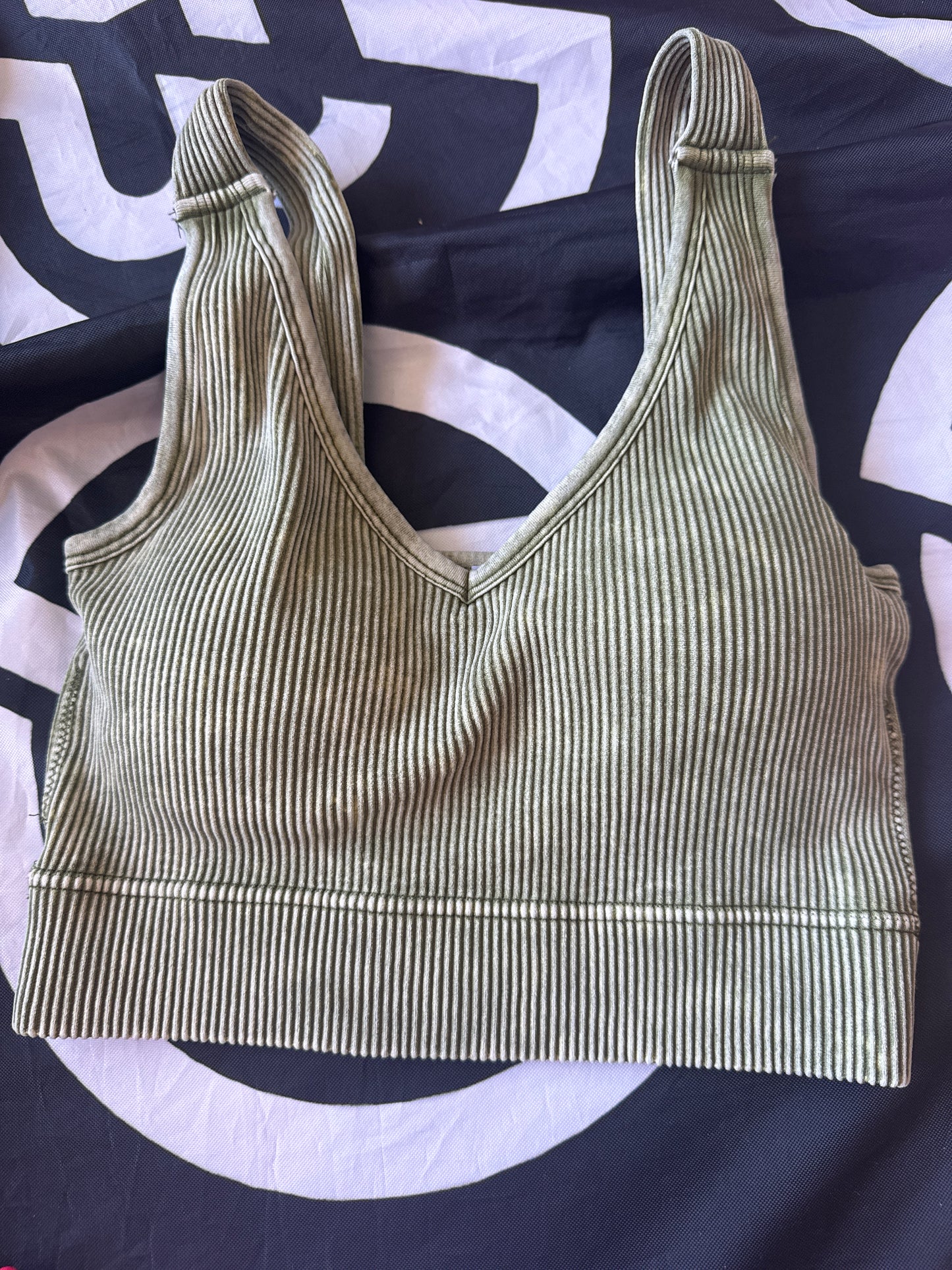 Washed Ribbed Halter Bra