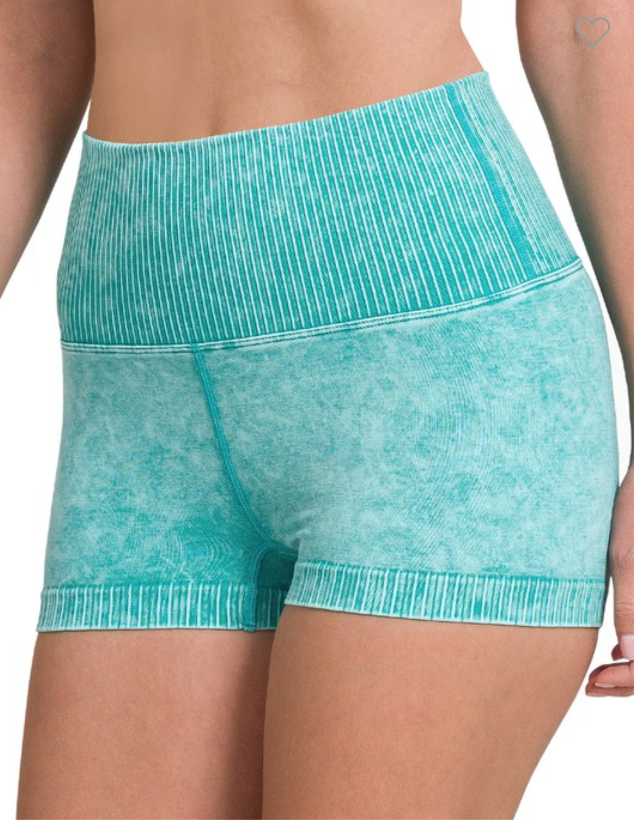 Washed Ribbed High Waist Short