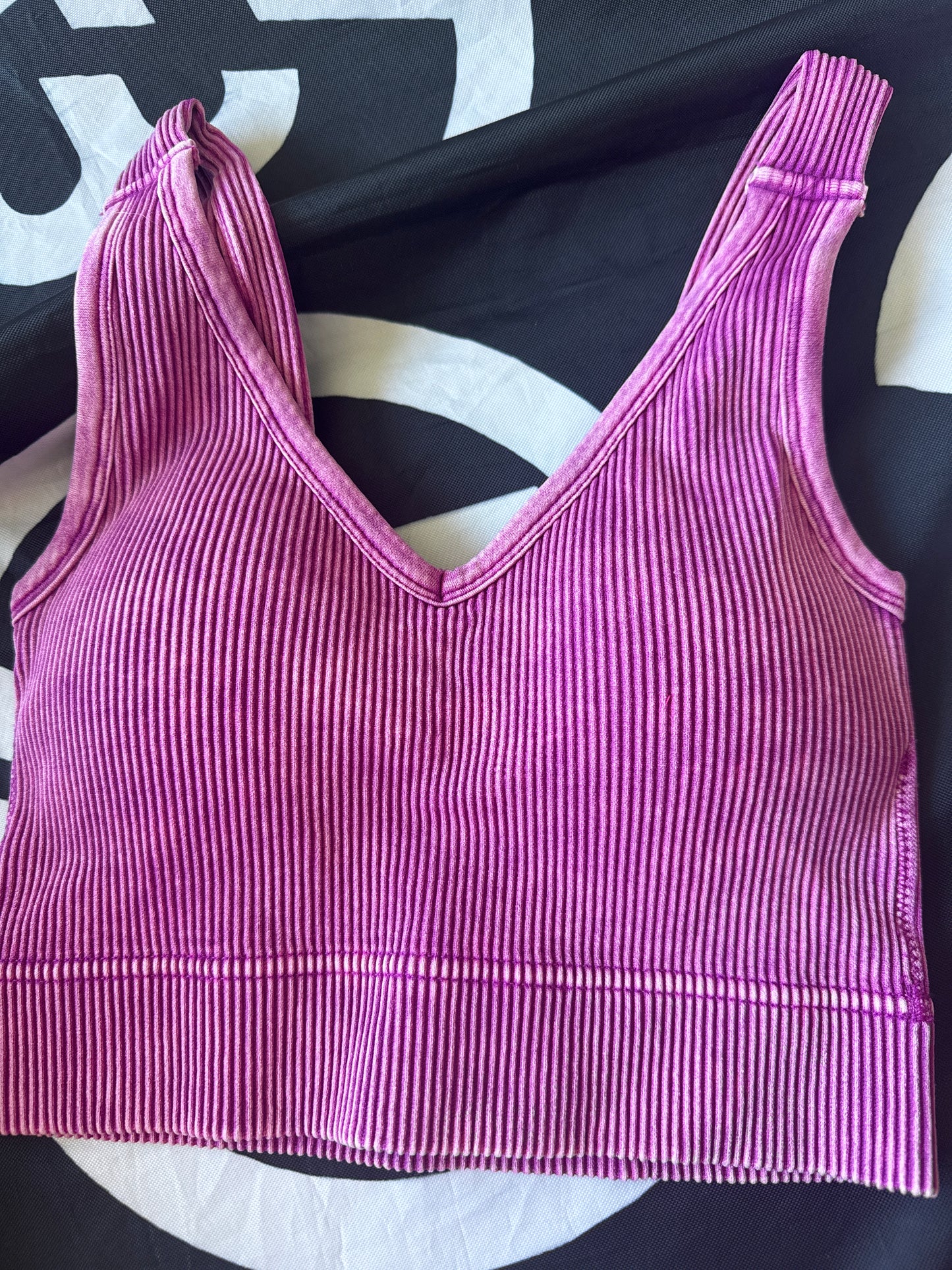 Washed Ribbed Halter Bra