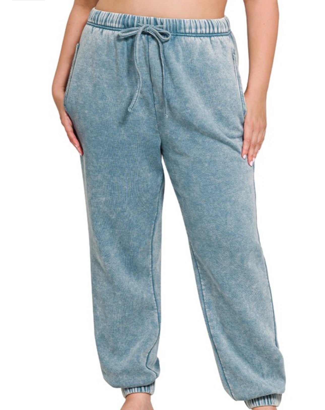 Acid Wash Sweat Pants with Pockets