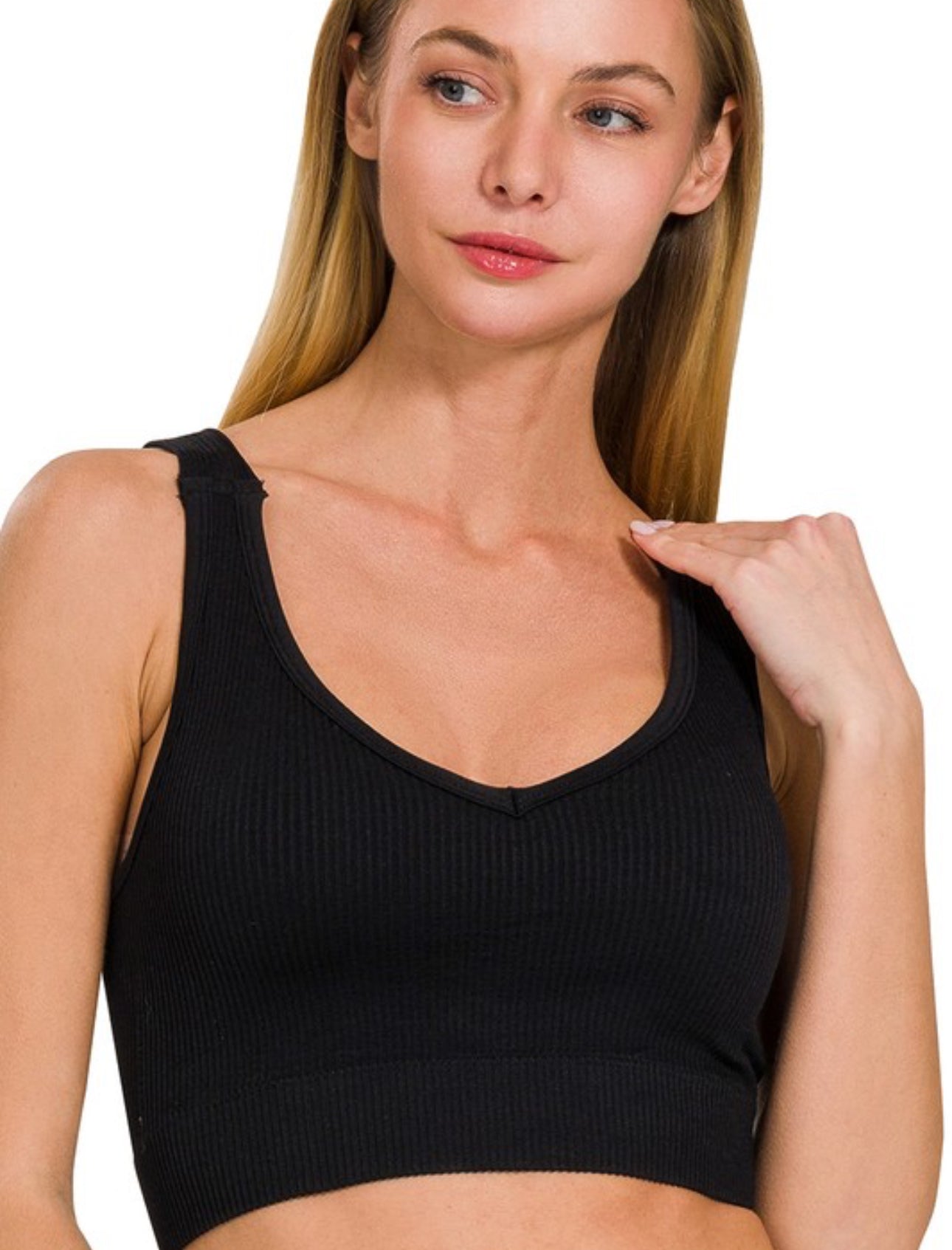 Washed Ribbed Halter Bra