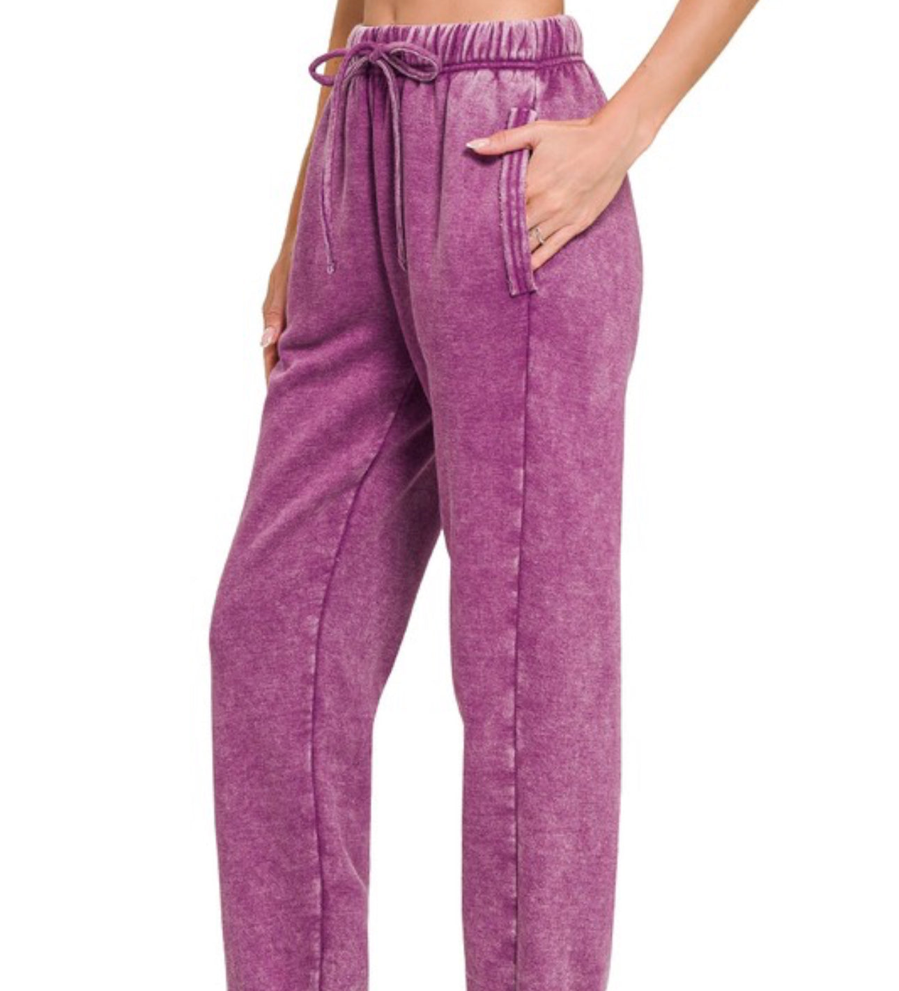 Acid Wash Sweat Pants with Pockets