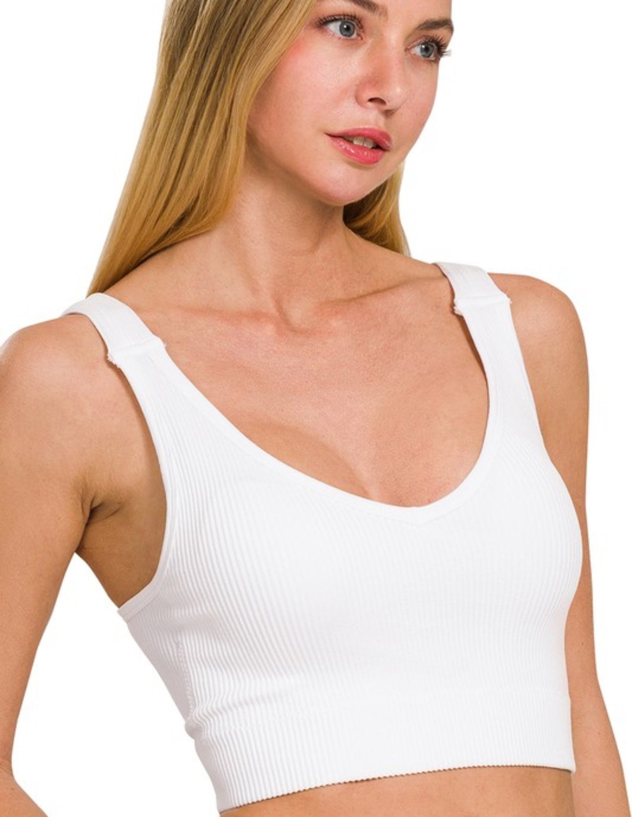 Washed Ribbed Halter Bra