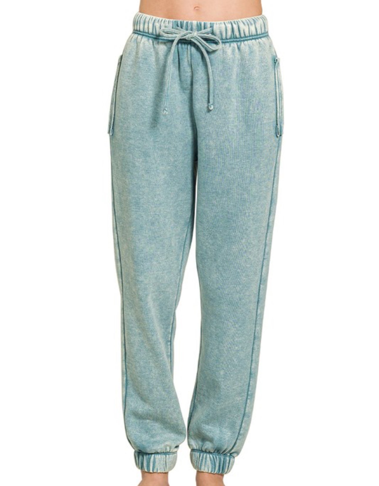 Acid Wash Sweat Pants with Pockets