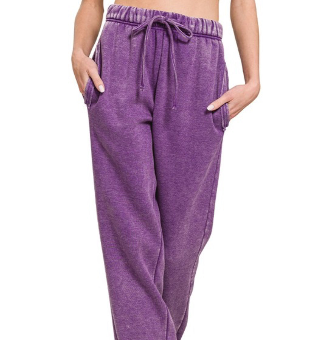 Acid Wash Sweat Pants with Pockets