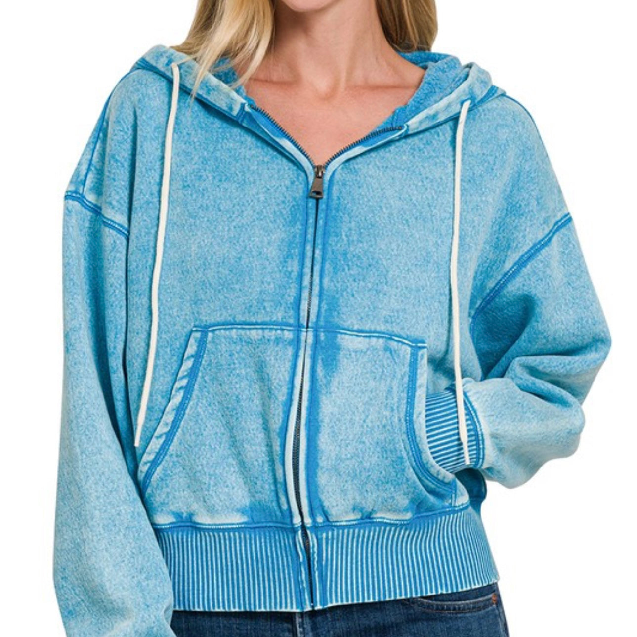 Acid Washed Cropped Hoodie