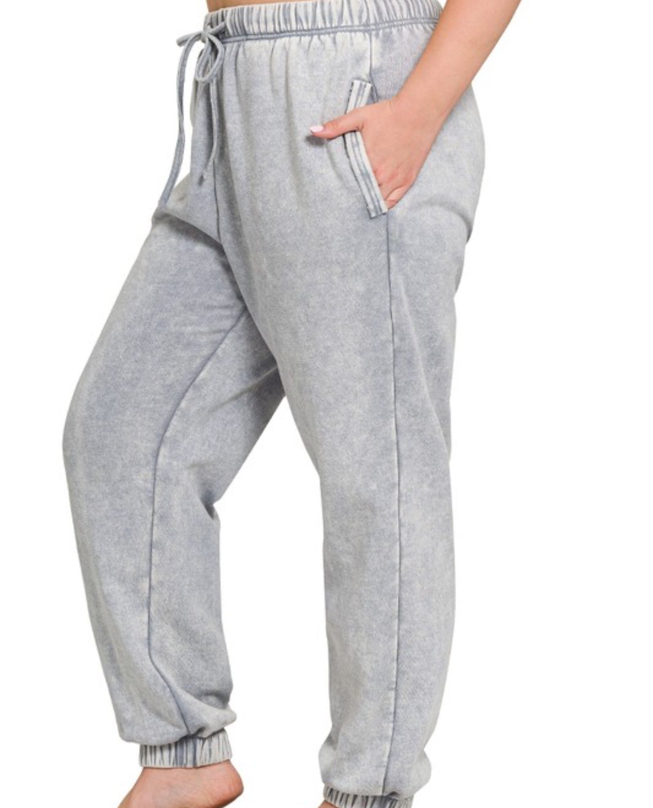 Acid Wash Sweat Pants with Pockets