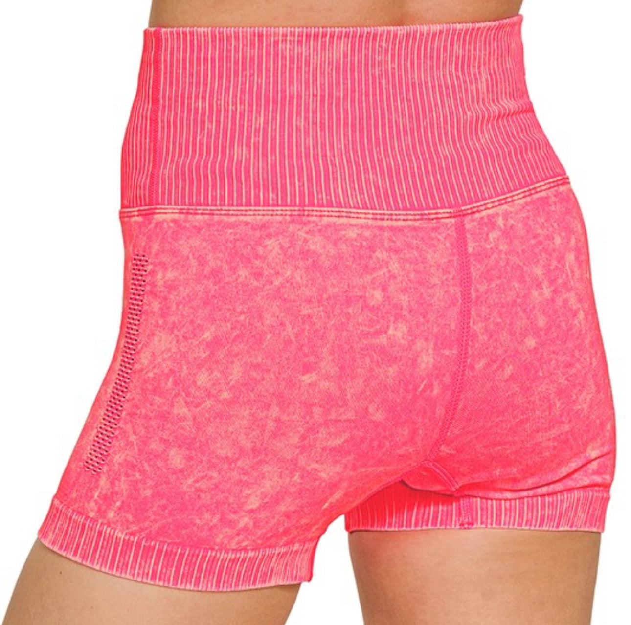 Washed Ribbed High Waist Short