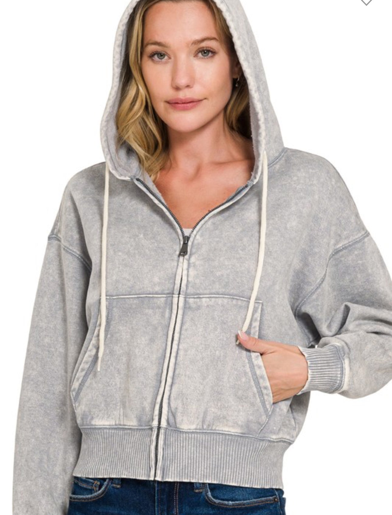 Acid Washed Cropped Hoodie