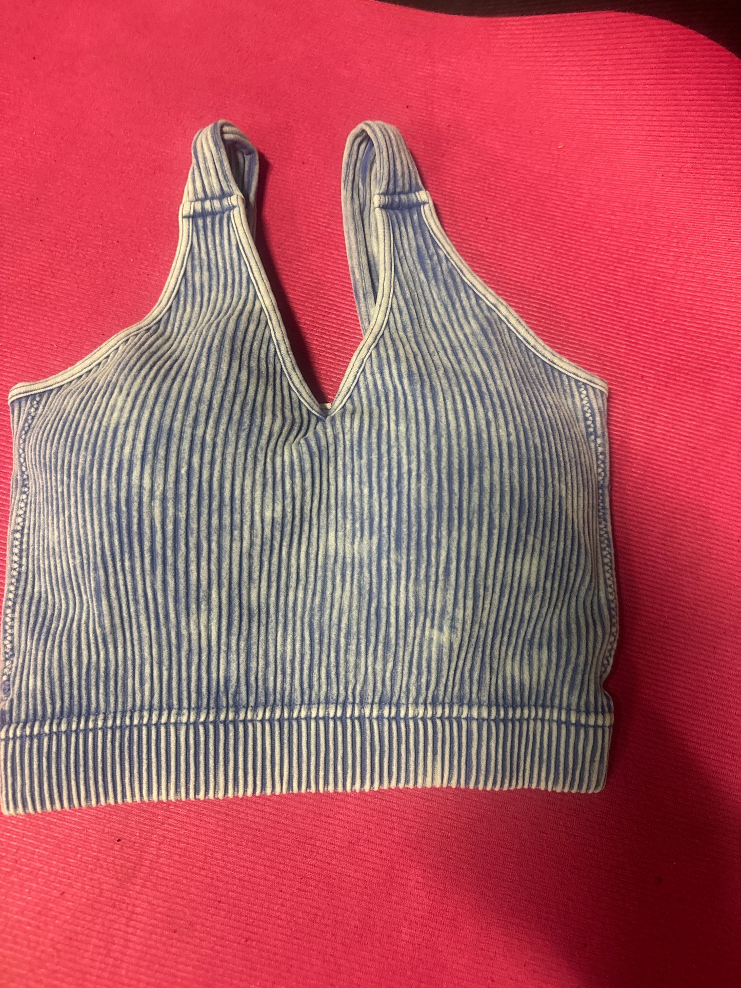 Acid Wash Ribbed Bra with cups