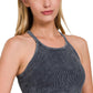 Racerback Acid Wash Ribbed Crop Tank