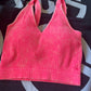 Washed Ribbed Halter Bra