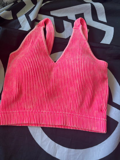 Washed Ribbed Halter Bra