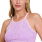 Racerback Acid Wash Ribbed Crop Tank