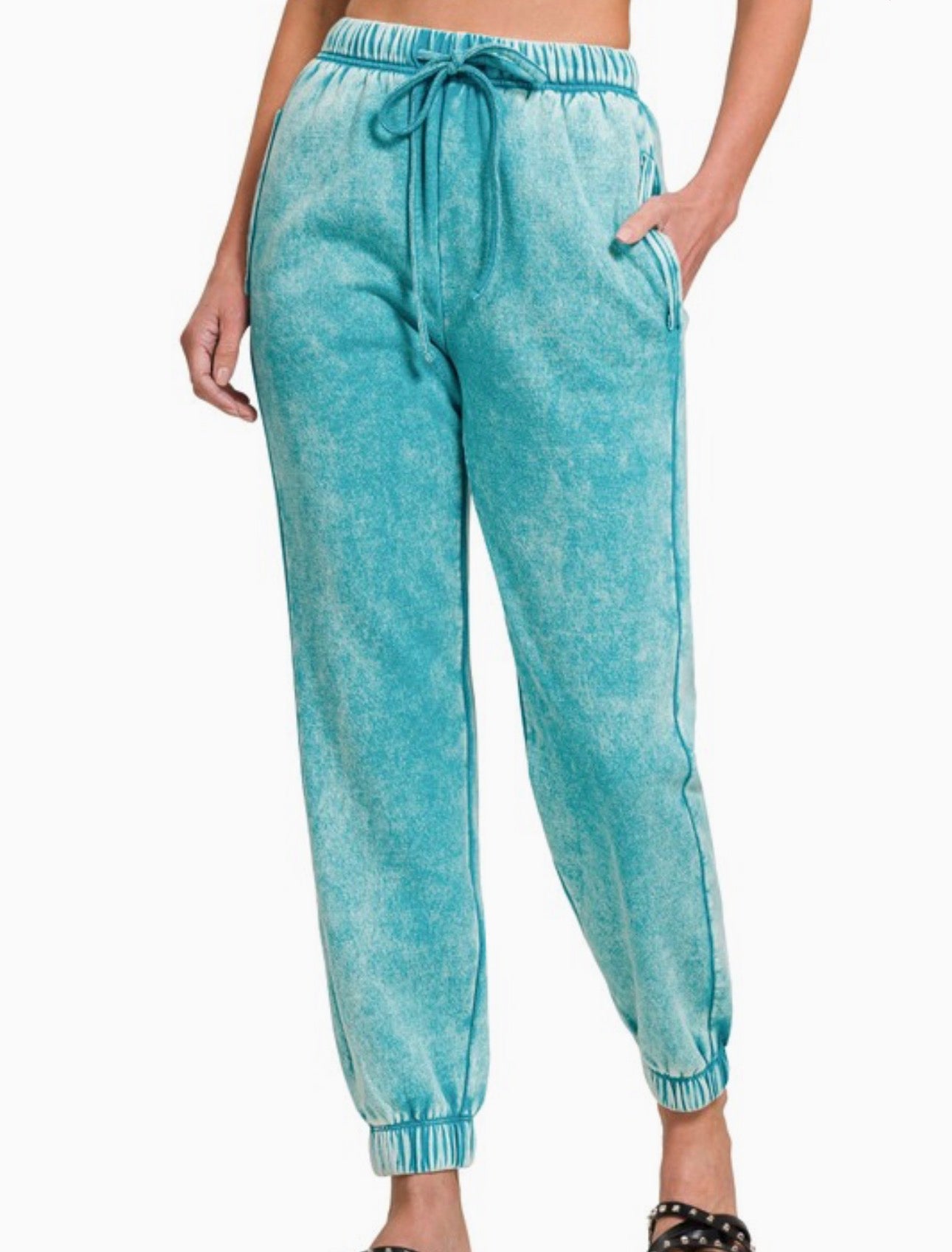Acid Wash Sweat Pants with Pockets
