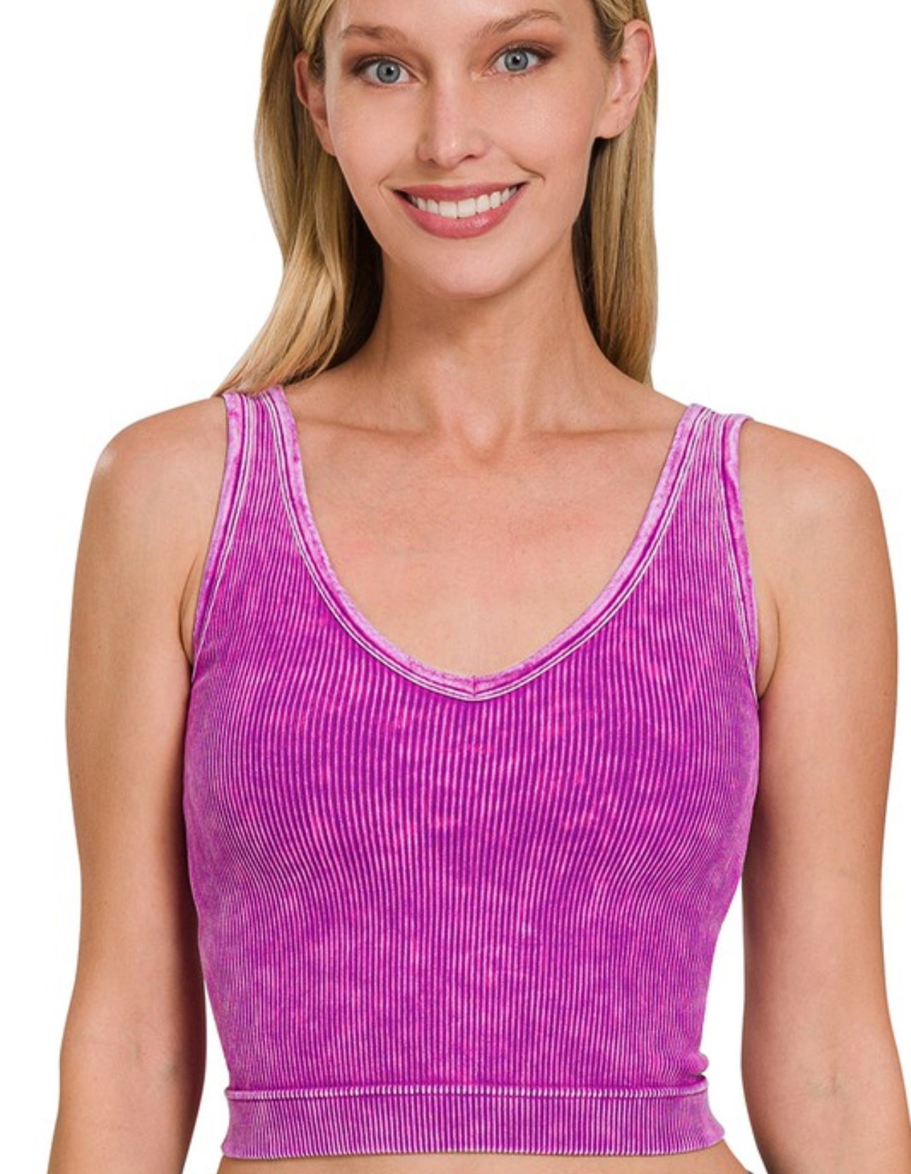 Washed Ribbed Seamless Crop Tank