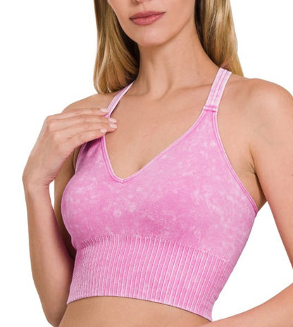 Acid Wash Cross Back Bra