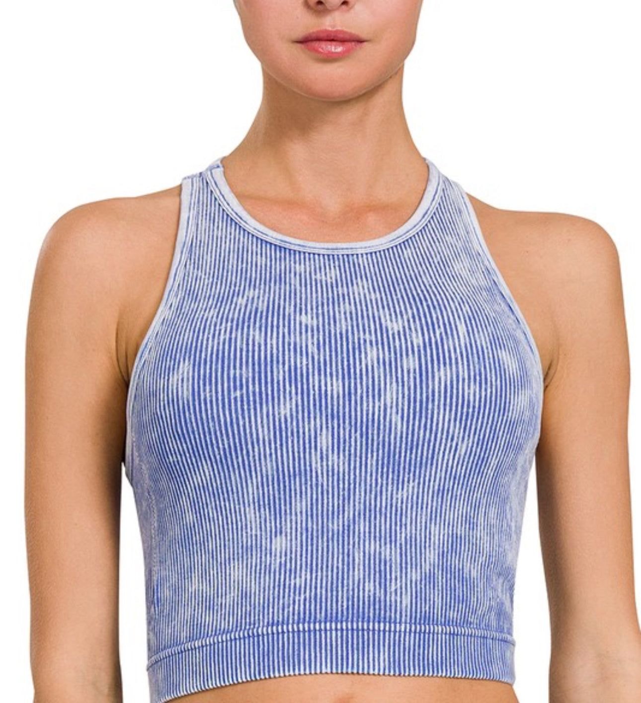 Scoop Neck Acid Wash Ribbed Tank