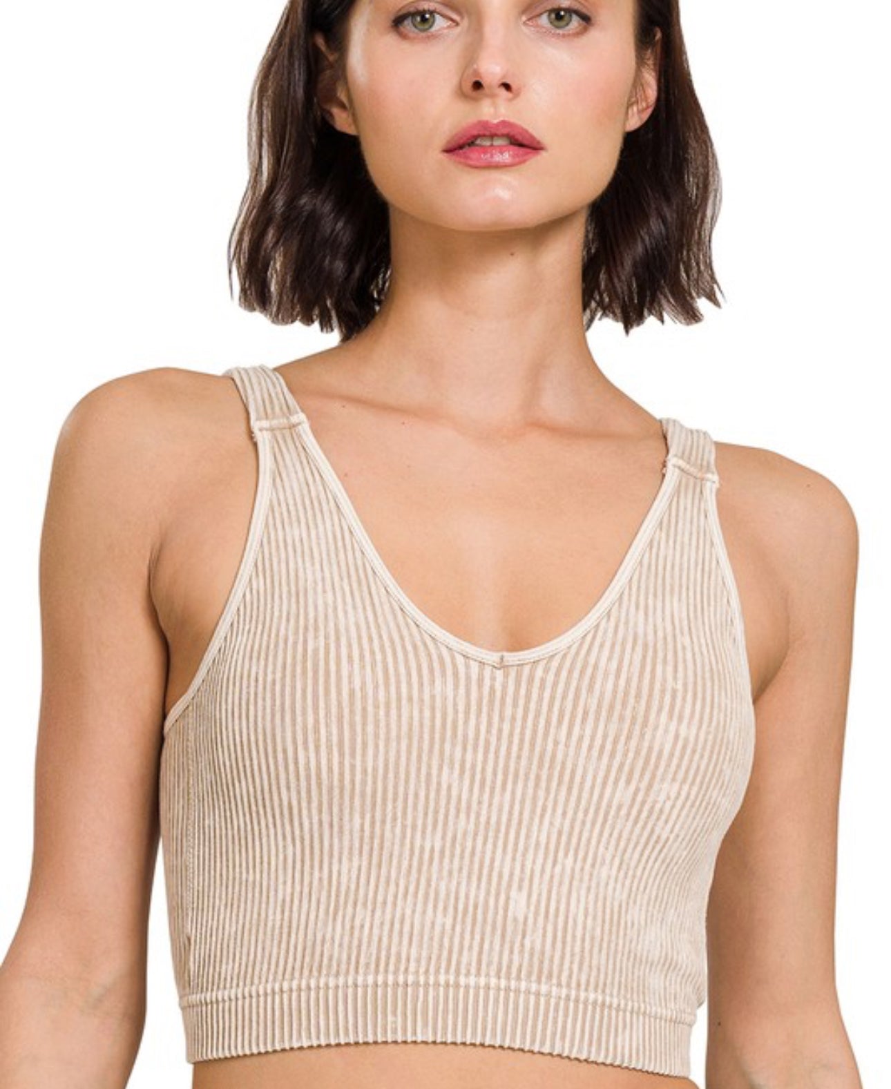 Washed Ribbed Halter Bra