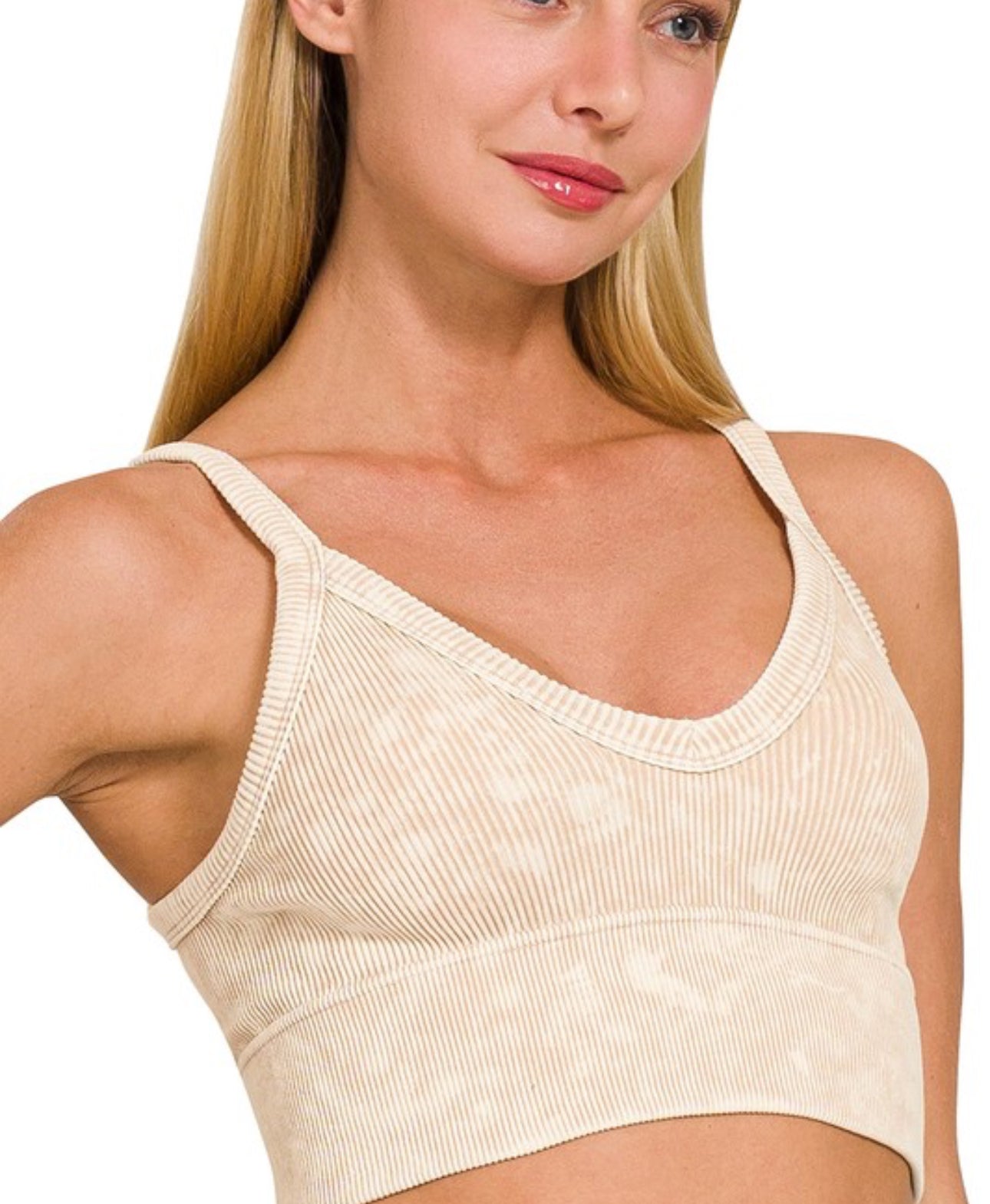 Acid Wash V Crop Bra