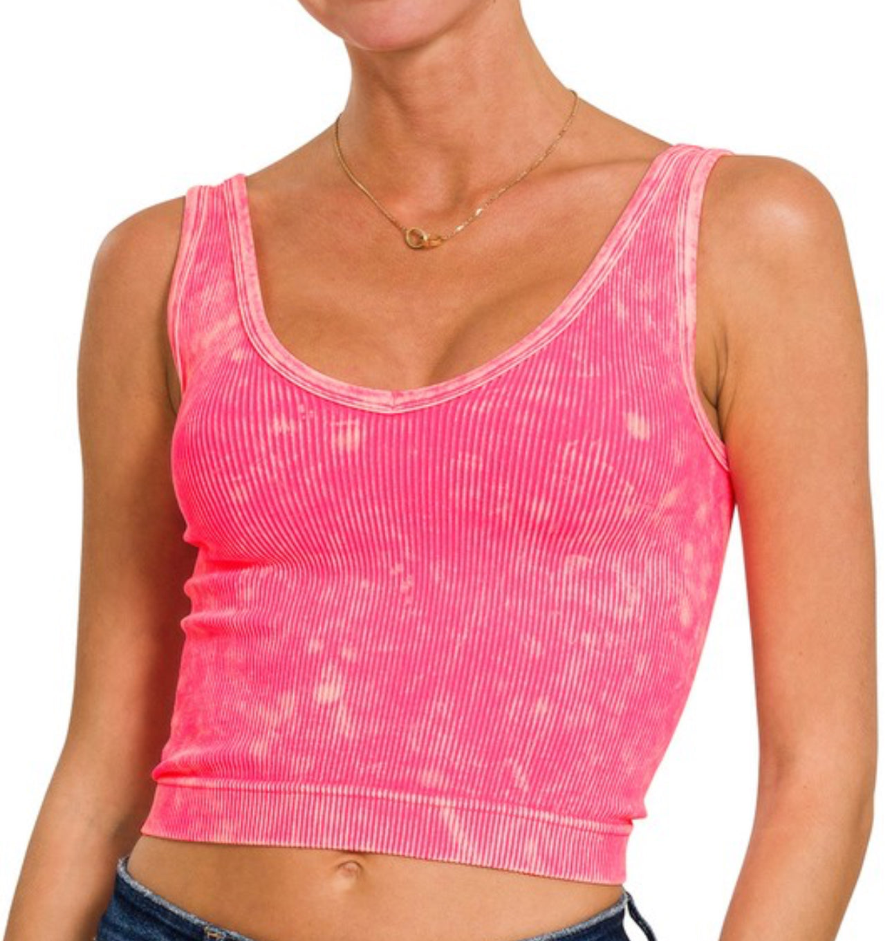 Washed Ribbed Seamless Crop Tank