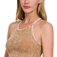 Racerback Acid Wash Ribbed Crop Tank