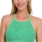 Racerback Acid Wash Ribbed Crop Tank