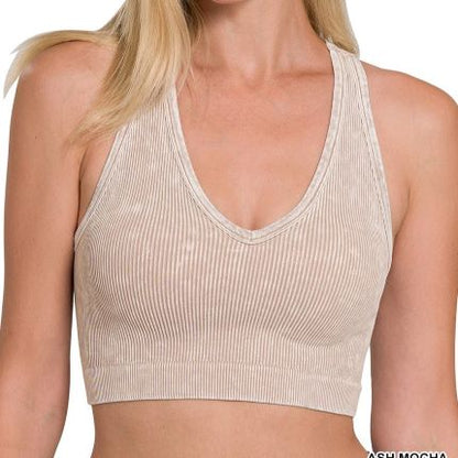 Washed Ribbed Seamless Crop Tank