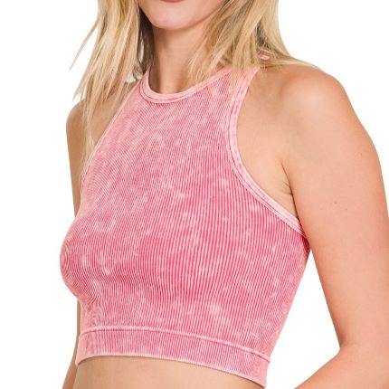 Washed Ribbed Seamless Crop Tank